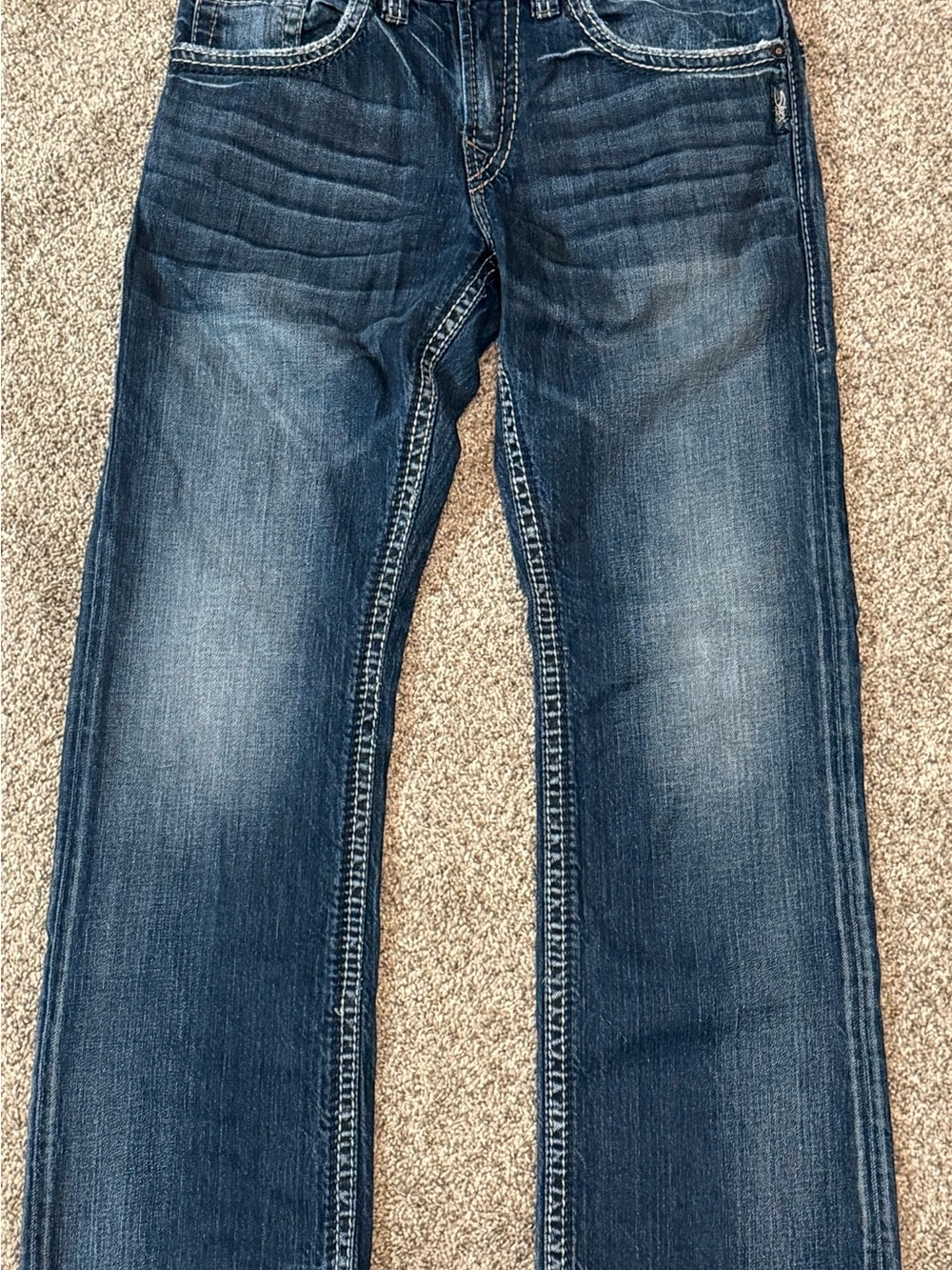 Silver Jeans Dark Blue Straight ZAC Mid-Rise Jeans